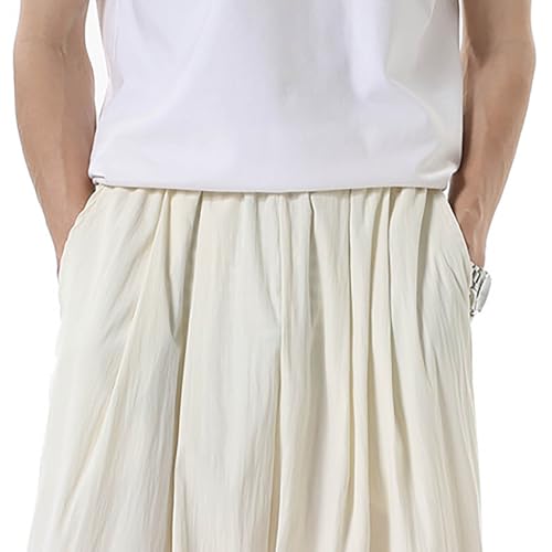 Mens Holiday Pants for Man Ruched Straight Leg Plain Long Leg Summer Fall 20254