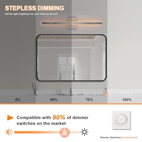 Image of Modern Bathroom Vanity Light Fixtures 15.7 Inch, 20W Brushed Nickel LED Vanity Lights Over Mirror, 5CCT Dimmable LED Wall Sconces Light Linear Bar Bath Lights for Bathroom Cabinets Bedroom