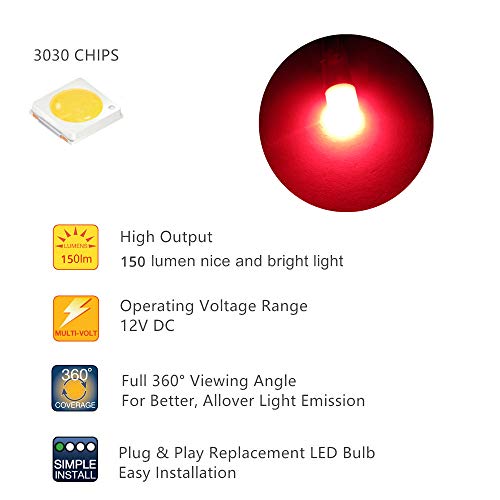 Image of WLJH Red Twist Socket LED Dash Kit for 1987-1991 Jeep Wrangler, Dimmable | 3030 SMD, 100lm, 360 Lighting, Plug and Play, Gauge Cluster and Speedometer Backlight, 8-Pack