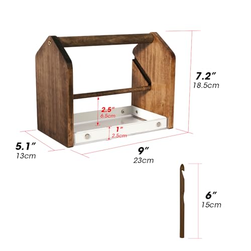 Image of J JACKCUBE DESIGN Wooden Yarn Holder with Storage Tray and 12 Crochet Hooks, Anti-Slip Yarn Dispenser for Knitting & Crochet, Portable Organizer for Craft Supplies(White) - MK1310B