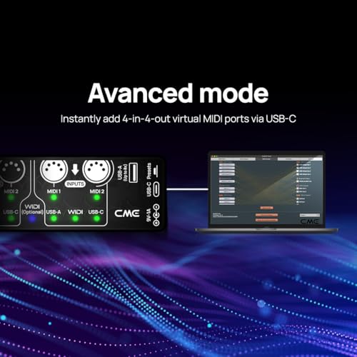 Image of CME H4MIDI WC - Advanced USB Host MIDI Interface with Router, Filter, Mapper, Optional WIDI Bluetooth MIDI, Standalone 9V Power mode - Perfect for Guitarists and Producers