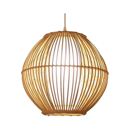 Lampe en rotin et osier naturel, plafonnier rustique et luminaire tissé main