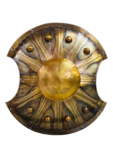 Medieval Troy Trojan War Shield – 24" Ancient Greek Achilles Shield Replica – 18 Gauge Steel Handcrafted Metal Armor for Spartan Warrior Cosplay, LARP, & Unique Wall Decor