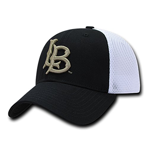University of Cal State Long Beach CSULB Mesh Structured Flex Baseball Fitted Ball Cap Hat Black