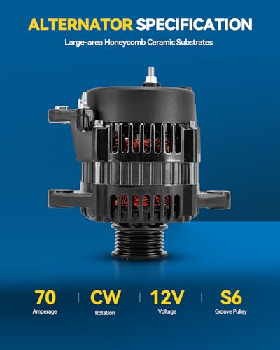 Image of PHILTOP 70Amp Alternator Replacement for Mercruiser Engine Model 4.3L Efi 1999 Mpi 2001-2002 Model 350 Mag Mpi Ski High Output Alternators Replace 8460N 12V 70Amp CW 6-Groove Pulley