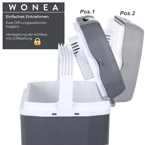 WONEA 24 Liter Thermoelektrische Kühlbox mit USB Anschluss für Powerbank, 12V 230V KÜHLEN und WÄRMEN, Leise Camping Kühlbox Auto LKW