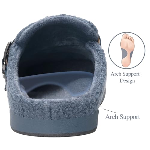 Hsyooes Women's Men's Fuzzy Slippers Orthotic Arch Support Fleece Lined House Slippers Comfy Winter Slip On Clogs for Plantar Fasciitis Indoor Outdoor with Adjustable Buckle3