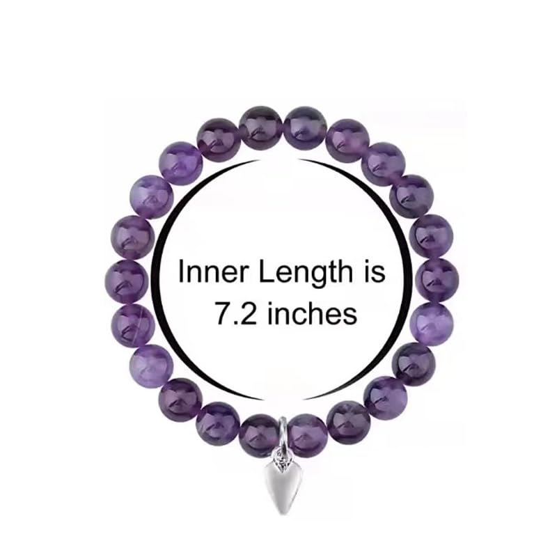 Sympathy Amethyst Bracelet for Loss of Loved Ones Memorial Healing Stretchable Bead Natural Stone 8mm Handmade Crystal Bracelet for Mother (Angel Heart)3