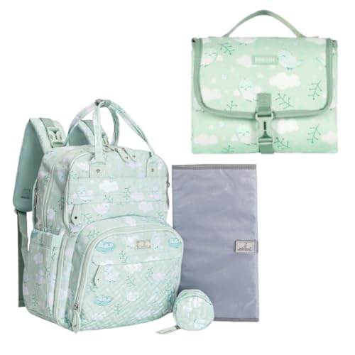 BabbleRoo Baby Diaper Changing Bag Set - Sage Birdy