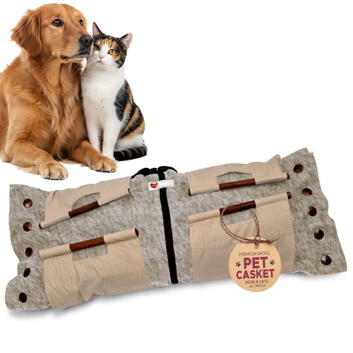 Sweet Goodbye Cocoon® - Eco-Friendly Pet Burial & Cremation Ceremony Kit (Premium Wool) - Casket for Dogs and Cats (Choose Size & Color) (Large, Natural)