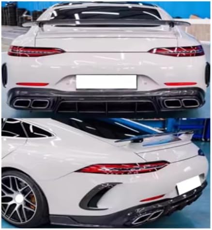 Compatible with Benz GT63 GT50 GT53 2019-2024 Real Carbon Fiber Rear Bumper Lip Diffuser Spoiler with Exhaust Tips Car Accessories Body Kit - 4