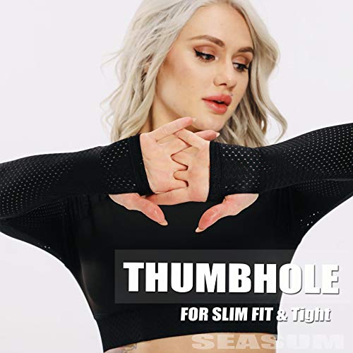 Women's Yoga Gym Crop Top Compression Workout Athletic Long Sleeve Shirt S