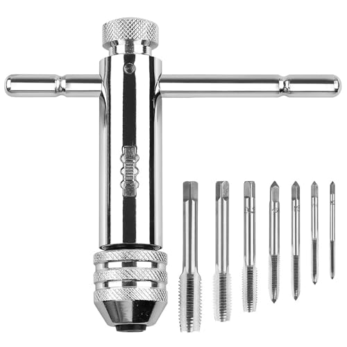 Noaxylic 5 Piezas Terrajas y Machos de Roscar, Macho de Roscar M3 M4 M5 M6 M8 con Mango en T Ajustable, Juego de Llaves de Macho, Adecuado para Mecánicos Eléctricos, Ingenieros, Electricistas