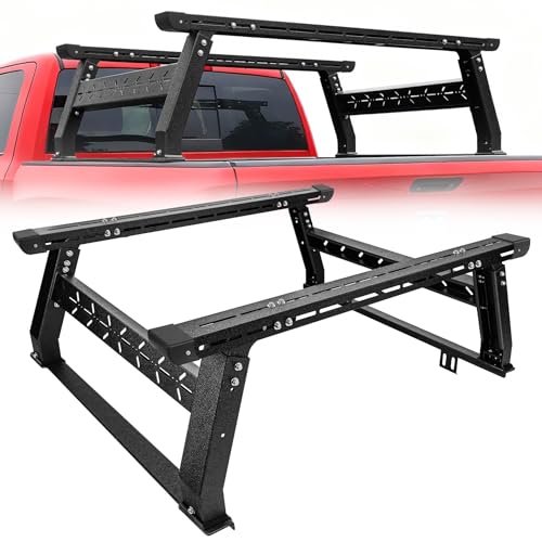 Binary Star Adjustable Truck Bed Rack Compatible with Most Trucks (Chevy/Dodge/Ford/Gladiator/Tundra/Tacoma) Kayak Surfboard Lumber Snowboard Ladder Rack for Truck