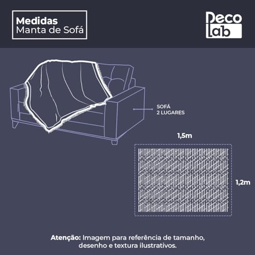 Decolab Manta Sofá Básica Algodão Decorativa | Cobertor de Malha Super Macio Decoração Sala e Cama |