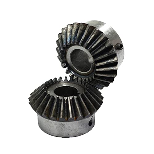 2 Pcs Kegelrad 2 Modulus 25teeth Innenlochdurchmesser 10-22mm Zahnrad 90 Grad Eingriffswinkel Stahl Gears Schraubloch M5 Cover