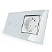 Produktbild 2-Weg Lichtschalter/Steckdose Touchscreen aus Glas in Weiß VL-702-11/VL-71EU-51