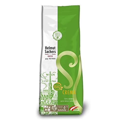 Helmut Sachers Kaffee - BIO Crema, aus exzellenten süd- und mitteramerikanischen Sorten für vollendeten Kaffeegenuss, nachhaltig geröstet in Österreich - ganze Kaffeebohnen, 500g Cover
