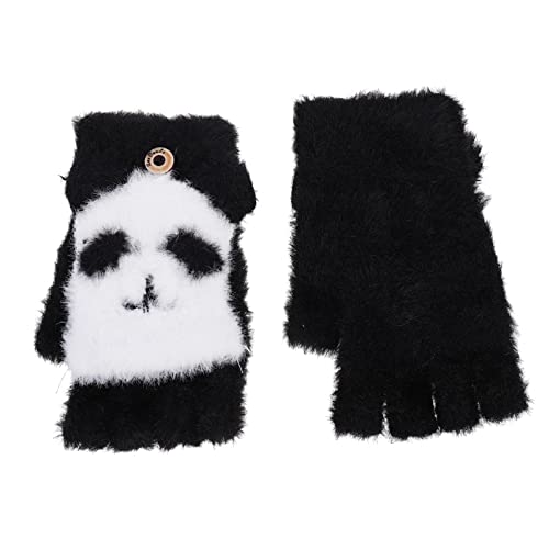 NOLITOY Half Finger Gloves Cartoon Boys and Girls Winter Gloves Flip-top Plush Warm for Christmas Winter Fun