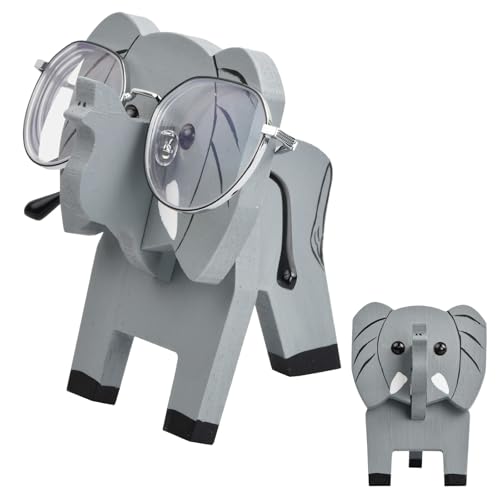 YILANJIN Brillenständer aus Holz, 3D Handgefertigte Kreative Handgemachte Form Holzschnitzbrille Ständer Sonnenbrillen Präsentationsständer Home Office Schreibtischdekoration (Elefant)