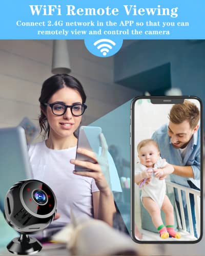 Mini Spy Camera Wifi Hidden Camera Wireless Small Home Security Camera Tiny Nanny Cam Pet Camera Indoor Baby Monitor 1080P Live Remote View Motion Detection Night Vision (Wireless) #TOP1