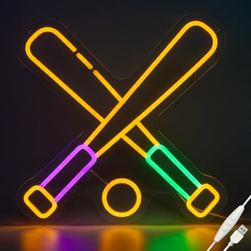 wootfairy Led Lights Wall Decor: 13.78 * 13.78 in Dimmable Sport Baseball Neon Sign for Man Cave & Game Room Bedroom Sports Club Decoration - Fun Light Up Gifts for Men Boys Teens Kids by wootfairy - Used condition - Image 2