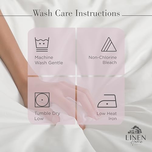 Image of Linen Home 100% Cotton Percale Sheets Queen Size,Mauve Lavender, Deep Pocket, 4 Pieces Set - 1 Flat, 1 Deep Pocket Fitted Sheet and 2 Pillowcases, Crisp Cool and Strong Bed Linen