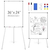 Magnetic Whiteboard Easel Stand, Dry Erase 36 x 24 White Board with Height...