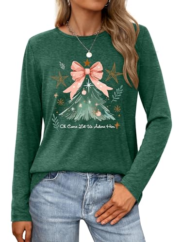 tiorhooe T-shirt de Noël à manches longues pour femme 2025