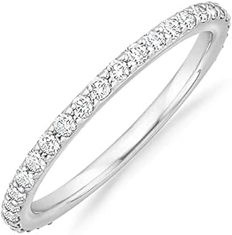 PAVOI 14K Gold Plated Cubic Zirconia Diamond Stackable Eternity Bands for Women