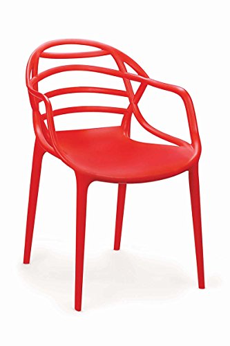 Image of CELLO Atria Chair (Red) | Strong and Durable | Easy to Clean | Chair for Living Room, Bed Room, Kitchen, Office Room, Outdoor | 3 Years Warranty