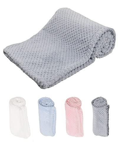 Baby Fuzzy Blanket Fluffy Waffle Flannel Fleece Blanket Super Soft Warm Cozy For Newborn Infant Toddler Kids Girl Boy Newborn Receiving Blanket For Crib, Stroller, Travel, Decorative Unisex Silver #TOP4