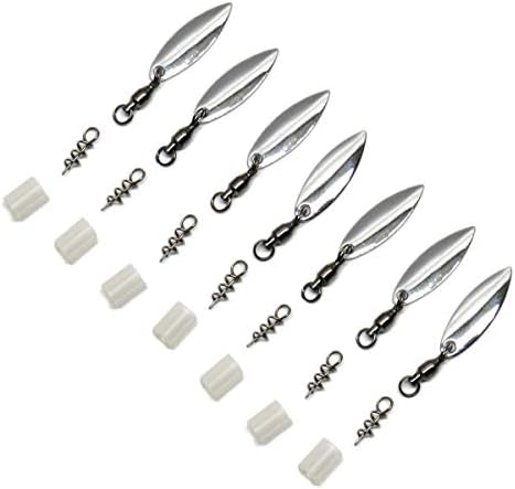 Harmony Fishing Company - [7 Pack] Tail Spinners (Hitchhikers for Soft Plastic/senko Fishing Lures, Willow or Colorado Blade) (Willow Blade, Silver)