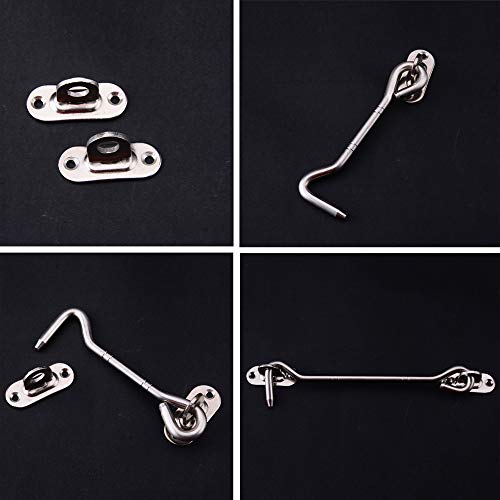 Wooch Cabin Hook Eye Latch For Doors,4 Pack Privacy Hook With Mounting Screws For Gate Window, Slide Barn Door Latch Hook In Solid Polished Stainless Steel (4 Inch) #TOP5