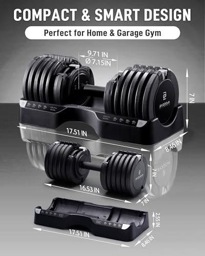 Image of BYZOOM FITNESS Pure Series Adjustable Dumbbell - 12.5 /25 /27.5 /50 /55 /75lb - ONE UNIT OR PAIR(check QTY before purchase) - 5-in-1 / 10-in-1 / 15-in-1 / 21-in-1 Flexible Hand Weights for Home Apartment Garage Gym, Strength Training & Fitness Workouts, White OR Black