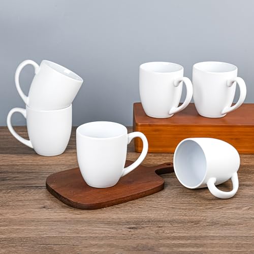 Set de 6 mugs de cerámica blancos mate de 16 oz miniatura 3