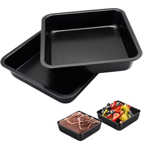 Xusxes 2 Pieza Molde para Tartas, Molde Horno, Mol de de Horno Cuadrado, con Revestimiento Antiadherente Saludable, Mol de Cuadrado Negro para Tartas, Lasañas, Fácil de Limpiar, 22.5 * 22 * 5 cm