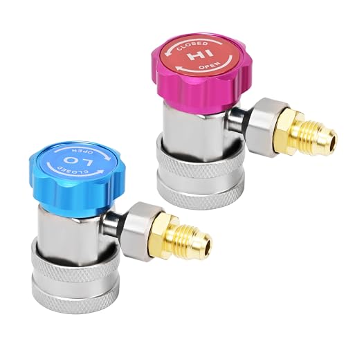 Image of R134a Quick Coupler Adapters, R134a Manifold Gauge Adapters and Hose Fittings HP and LP Connectors for R134a R410a R22 Car AC System, 1 /4 inch SAE Flares