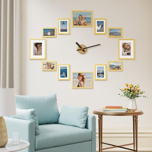 Image of Vittanly 12 Pack Picture Frames Collage Wall Decor for Mounting or Tabletop Display, Gallery Wall Frame Set for Family, Multi Sizes Including 4pcs 8x10, 4pcs 5x7, 4pcs 4x6, Gold