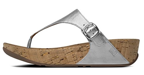 FitFlop Women's The Skinny Flip Flop, Silver, 7 M US