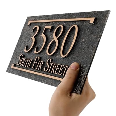 Personalized Address Plaque Sign Cast Metal - Custom House Number Plaque Sign,House Address Numbers for House Address Outside,Store,Yard,Garage,Apartment,Thick Rust-Free,Fade Resistant 911 Visibility