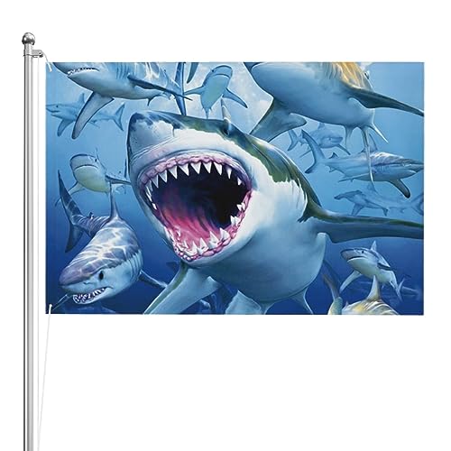 Drapeau Hungry Sharks 120x180 cm double face extérieur pour jardin
