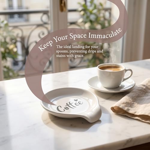 Toyvian Porcelain Coffee Spoon Rest Holder for Homes and Cafés, Mini Teaspoon Stand with Timeless Style, Keeps Spoons Off Surfaces and Maintains Cleanliness - Image 4