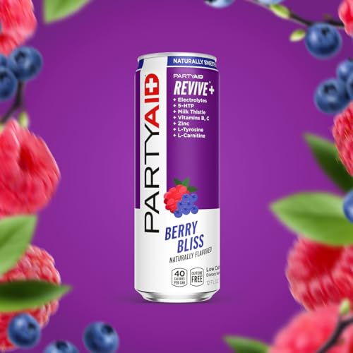 Image of PARTYAID Rehab Blend, Feel Good Tonight and Tomorrow, Contains 5-HTP, B-Complex, Milk Thistle, Electrolytes, No Artificial Flavors or Sweeteners, Caffeine-Free, 12 Fl Oz (Pack of 24)