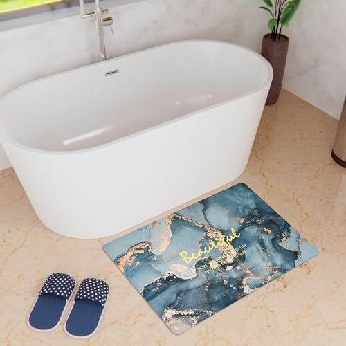 Image of UMAI Polyester Rubber Bathroom Mat (40 * 60cm) Bath Mat | Anti Skid Mat for Bathroom Floor | Bathroom Accessories | Bathroom Mats Water Soak | Non Slip Mat for Bathroom (Fluid Print)