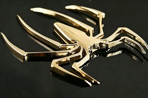 Image of 2 PCS 3D Spider Chrome Emblems Badges Sticker Car Decoration for Universal Car Vehicle, Truck, Motorcycle, RV, Scooter, SUV, Door, Window(Yellow-B0CHYRQBG1)