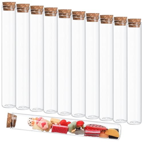 BJBJJIU 11 Pcs tubos de ensayo de 40 ml, tubos de vidrio transparente, tubos portaflor, tubos de laboratorio con tapa, para dulces, laboratorios, ciencia, flores, perlas