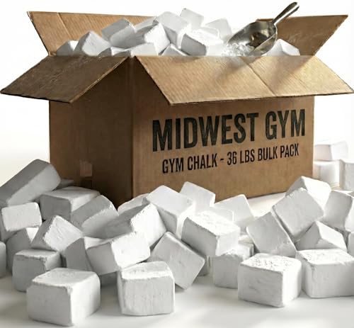 Midwest Gym Supply Taiwanese Gym Chalk – 36 Pack Premium Magnesium Carbonate Blocks for Weightlifting, Rock Climbing & Gymnastics – High-Grip Hand Chalk