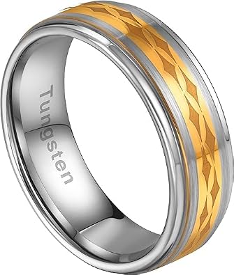 Urban Jewelry Stylish Solid Tungsten Metal Wedding Engagement Ring Band for Men