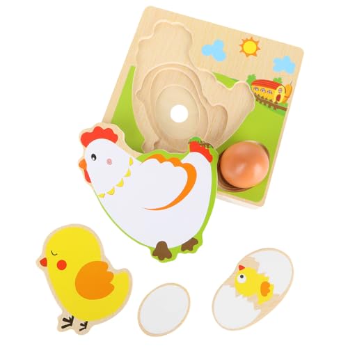Puzzle en bois poules pondeuses Mikikit - Jeu d'éveil Montessori pour bébé
